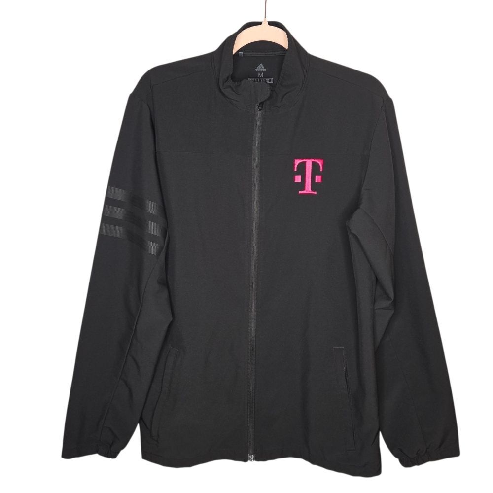 Adidas x T-Mobile Men's Full-Zip Track Jacket - Black & Magenta - Size Medium